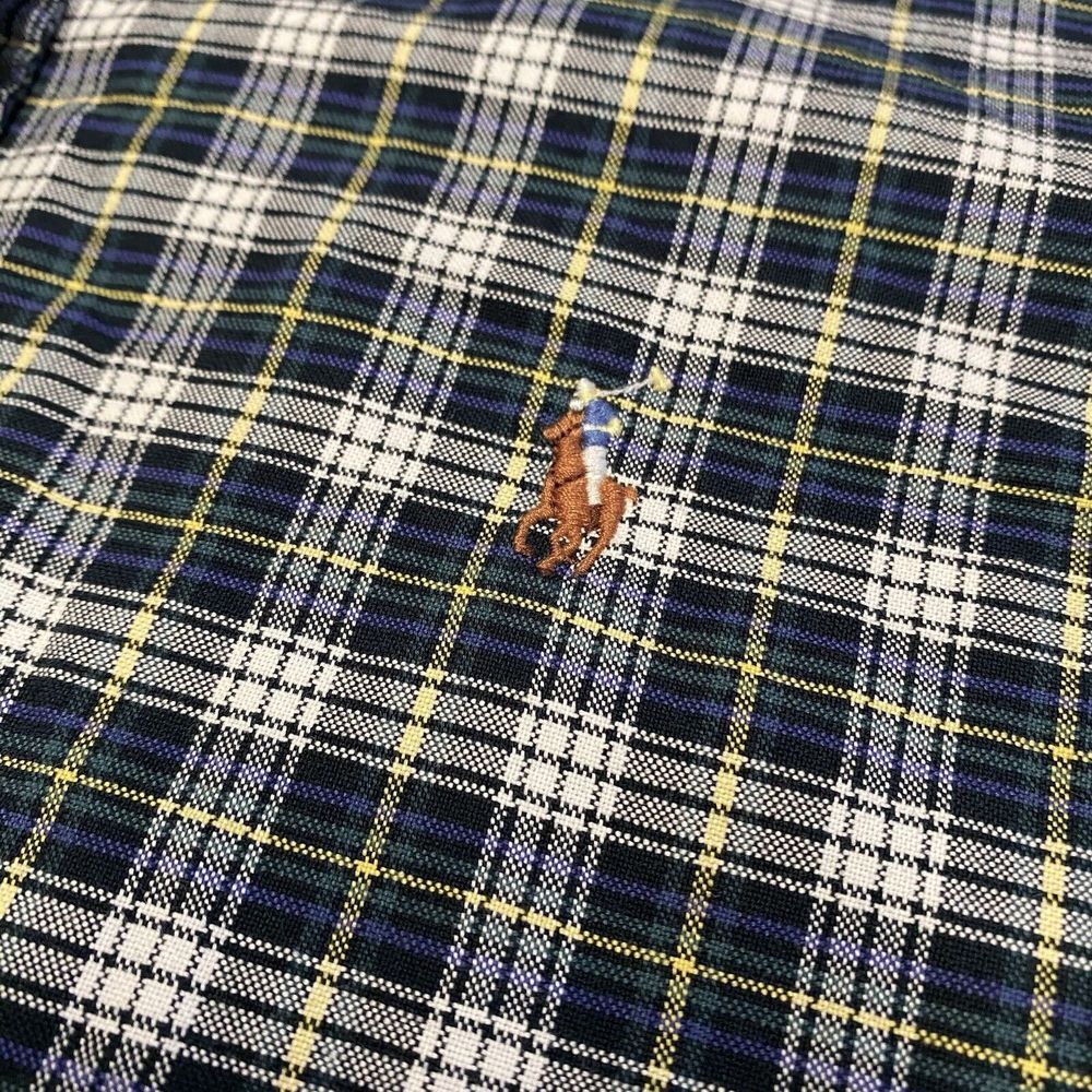 Ralph Lauren Shirt‎ Mens XLT Tall Plaid Button Down Casual Preppy Flesh Pony - Picture 3 of 8